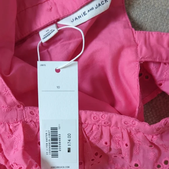 Janie & Jack Pink Eyelet Ruffle Romper Size 10 New